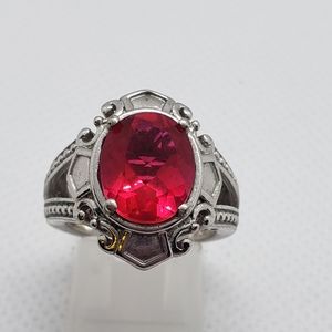 Impressive and rare Estate dragonfruit rubellite ring